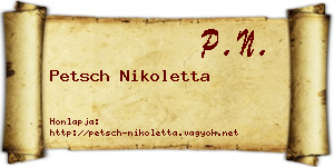 Petsch Nikoletta névjegykártya